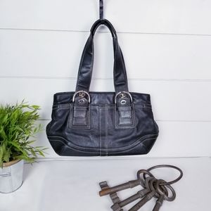 Authentic coach black leather buckle shoulder bag